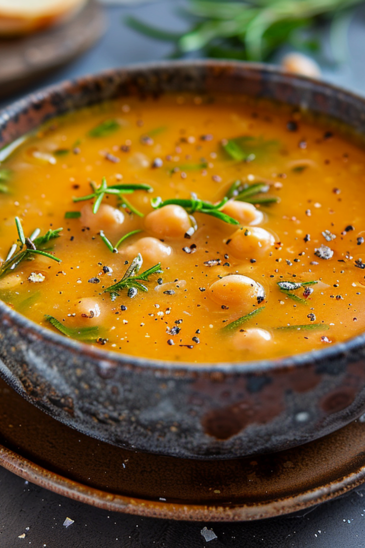 Vegan Simple Chickpea Soup with Rosemary & Garlic - plantbasedpalate.com